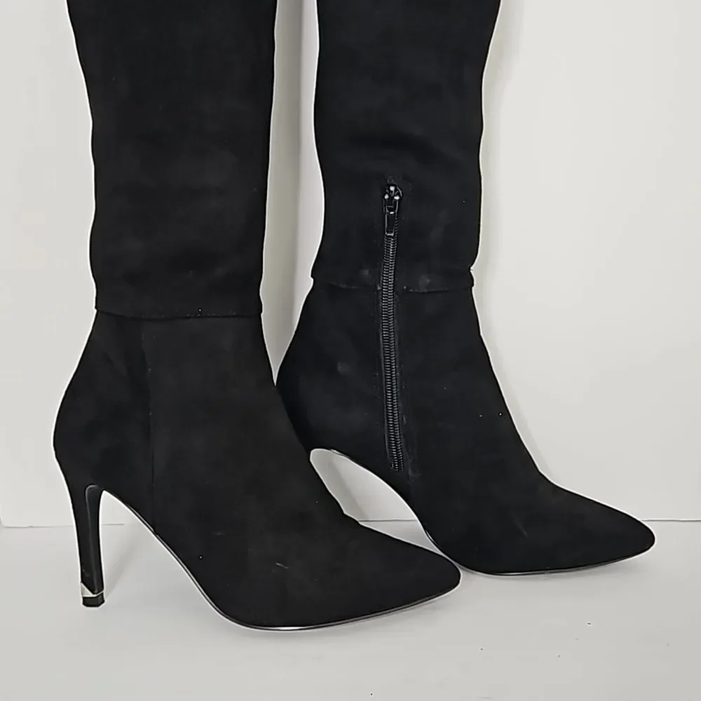 Call It Spring Thigh High Black Boots Nubuck Rosenman Size 6/36